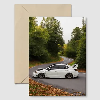 Subaru WRX STI White Winding Forest Road