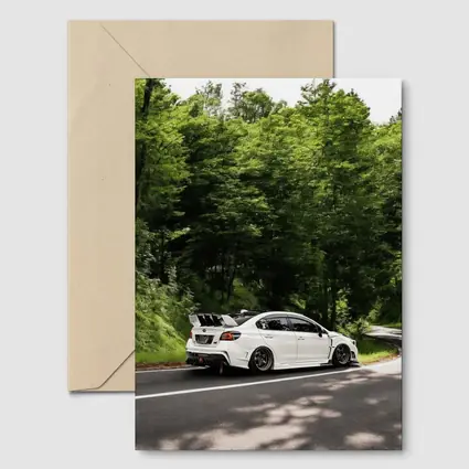 Subaru WRX STI White Forest Road Drive