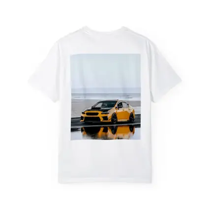 Subaru WRX Yellow Stance Wet Coastal Road