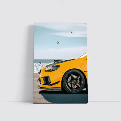 Yellow Subaru WRX STI Coastal Scene