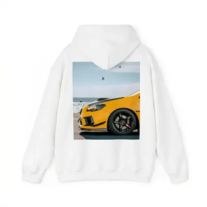 Yellow Subaru WRX STI Coastal Scene