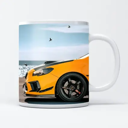 Yellow Subaru WRX STI Coastal Scene