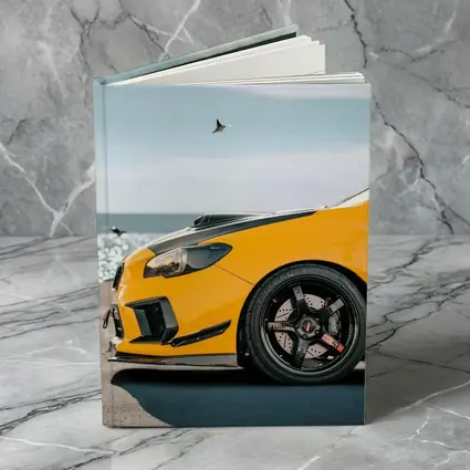 Yellow Subaru WRX STI Coastal Scene