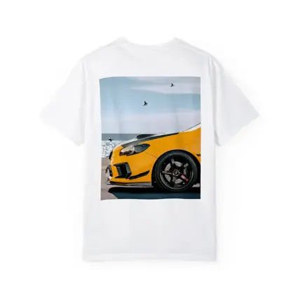 Yellow Subaru WRX STI Coastal Scene