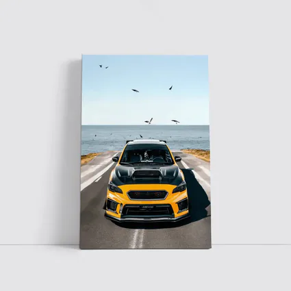 Subaru WRX Yellow Wide Body Coastal Road