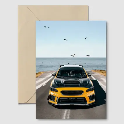 Subaru WRX Yellow Wide Body Coastal Road