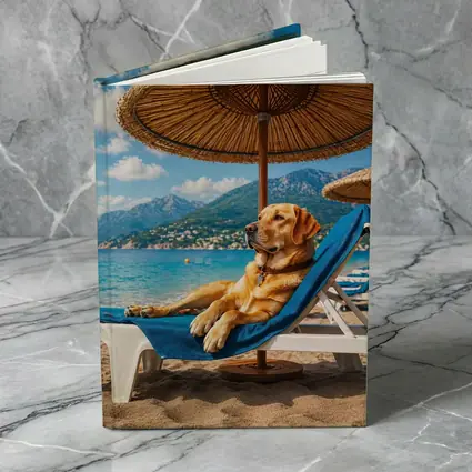 Labrador Retriever Relaxing on Beach Sunbed