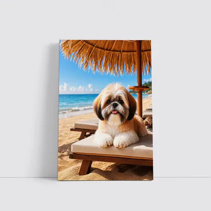 Shih Tzu Relaxing on Sunny Beach Chair