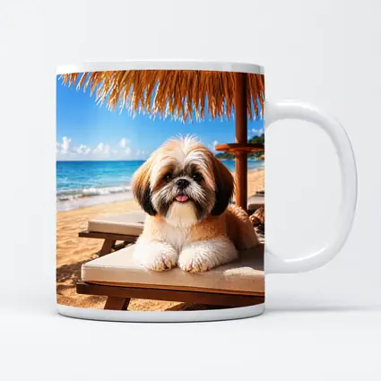 Shih Tzu Relaxing on Sunny Beach Chair