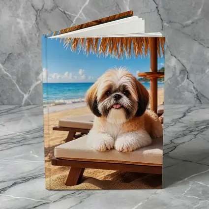 Shih Tzu Relaxing on Sunny Beach Chair