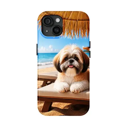 Shih Tzu Relaxing on Sunny Beach Chair