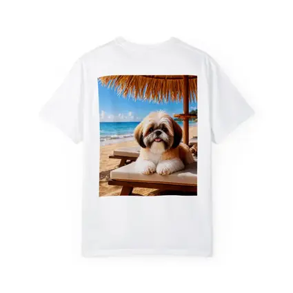 Shih Tzu Relaxing on Sunny Beach Chair