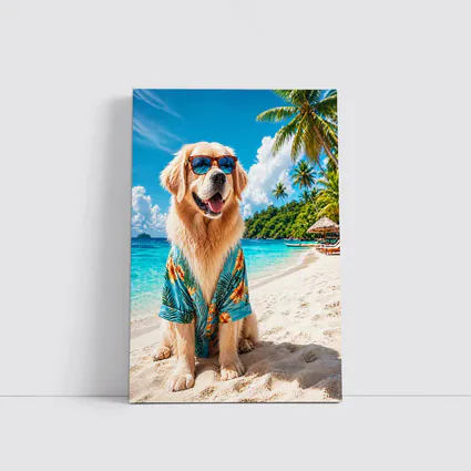 Golden Retriever Sunglasses Hawaiian Shirt Tropical Beach