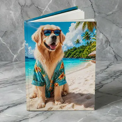 Golden Retriever Sunglasses Hawaiian Shirt Tropical Beach