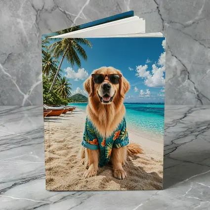Golden Retriever Sunglasses Hawaiian Shirt Tropical Beach