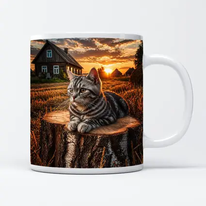 American Shorthair Cat Rural Sunset Field