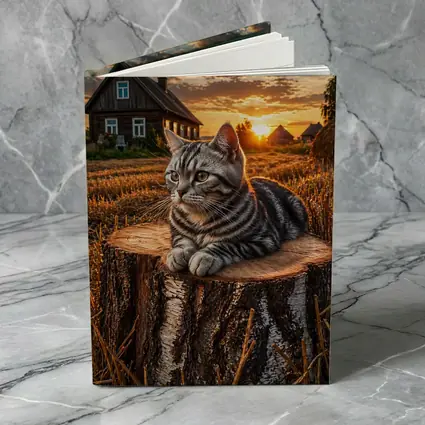 American Shorthair Cat Rural Sunset Field