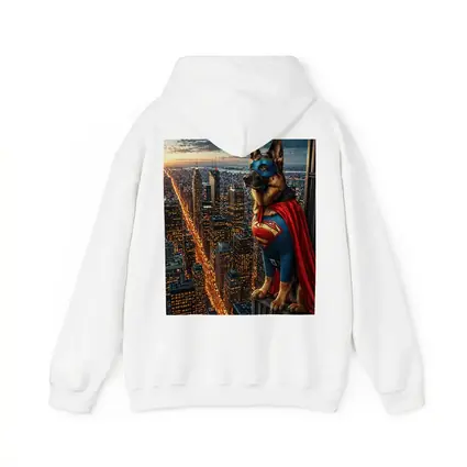 German Shepherd Superman Hero City Night