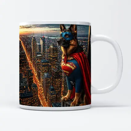 German Shepherd Superman Hero City Night