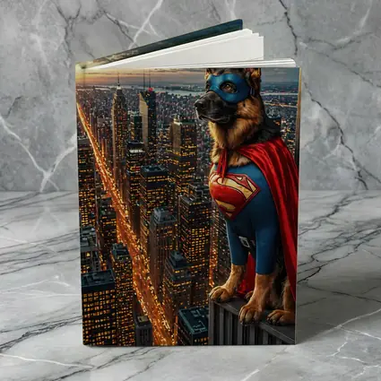 German Shepherd Superman Hero City Night
