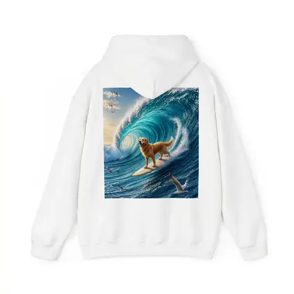 Golden Retriever Surfing Massive Ocean Wave