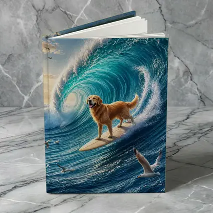 Golden Retriever Surfing Massive Ocean Wave