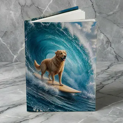 Golden Retriever Surfing Giant Ocean Wave