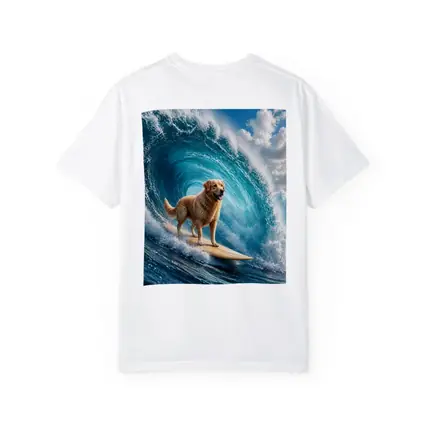 Golden Retriever Surfing Giant Ocean Wave