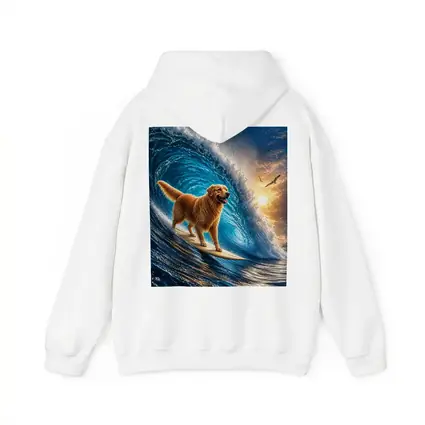 Golden Retriever Surfing Giant Ocean Wave