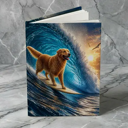 Golden Retriever Surfing Giant Ocean Wave