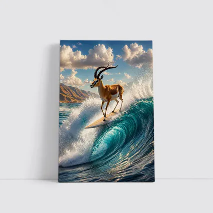 Antelope Surfing Giant Ocean Wave Art