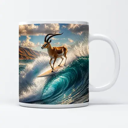 Antelope Surfing Giant Ocean Wave Art