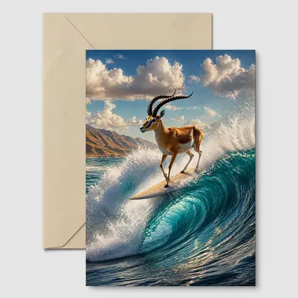 Antelope Surfing Giant Ocean Wave Art