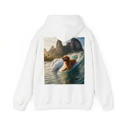 Golden Retriever Surfing Tropical Ocean Wave