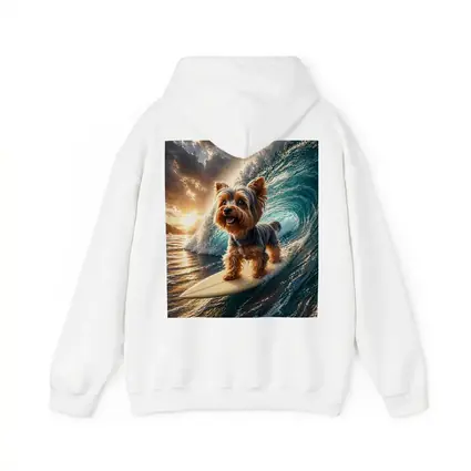 Yorkshire Terrier Surfing Ocean Wave Sunset
