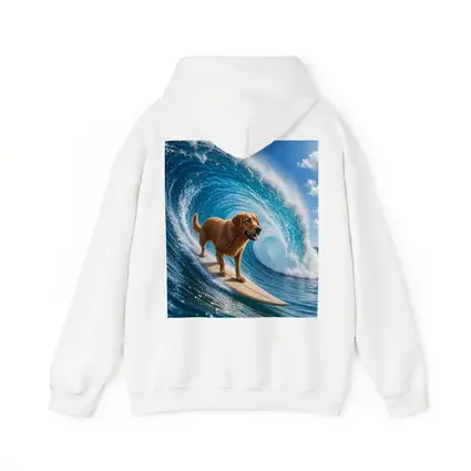 Golden Retriever Surfing Giant Ocean Wave