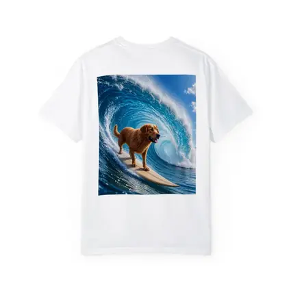 Golden Retriever Surfing Giant Ocean Wave