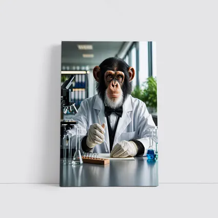 Chimpanzee Scientist Working in Research Laboratory