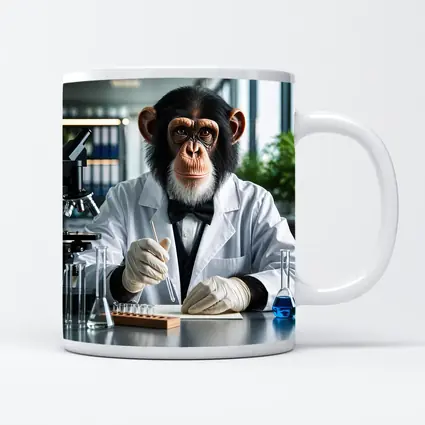 Chimpanzee Scientist Working in Research Laboratory