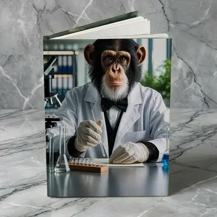 Chimpanzee Scientist Working in Research Laboratory