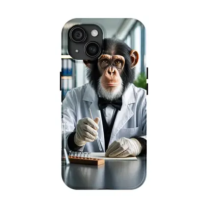 Chimpanzee Scientist Working in Research Laboratory
