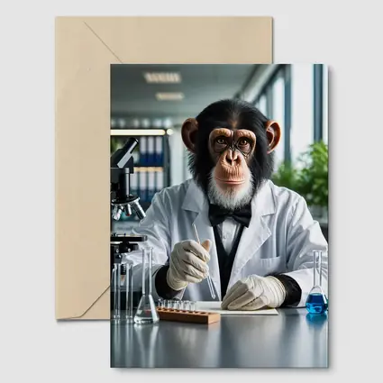 Chimpanzee Scientist Working in Research Laboratory