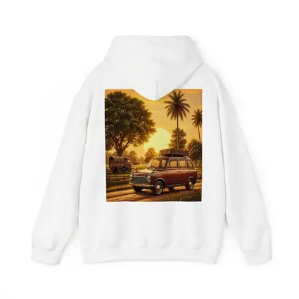 Mini Classic Car Golden Sunset Rural Setting