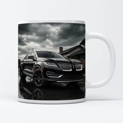 Lincoln MKZ Black SUV Rainy Street Scene
