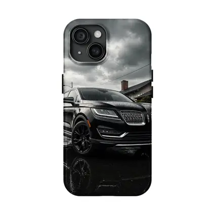 Lincoln MKZ Black SUV Rainy Street Scene