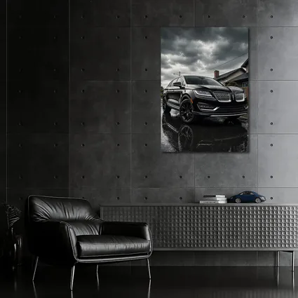 Lincoln MKZ Black SUV Rainy Street Scene