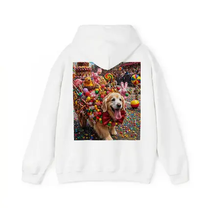 Golden Retriever Covered in Candy Parade Street