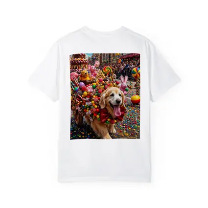 Golden Retriever Covered in Candy Parade Street
