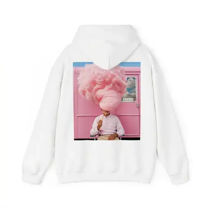 Man Holding Giant Pink Cotton Candy Outdoors