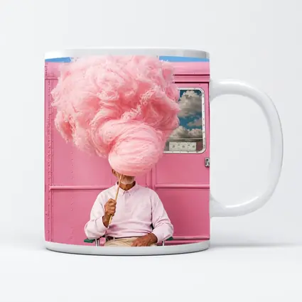 Man Holding Giant Pink Cotton Candy Outdoors